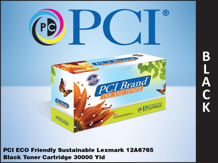 PCI Brand Lexmark 12A6765 Black Toner Cartridge 30K Yield