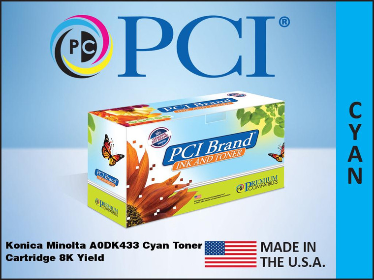 PCI Brand Konica Minolta A0DK433 Cyan Toner Cartridge