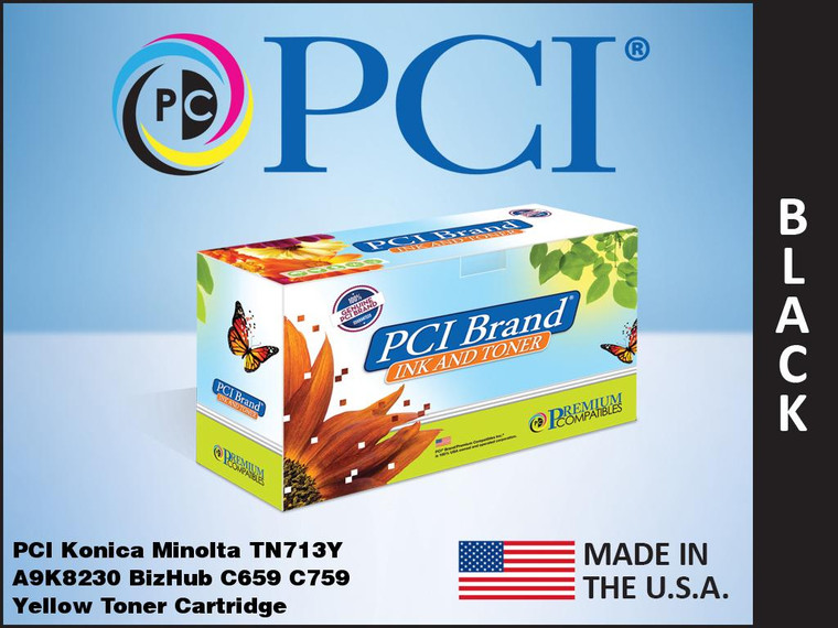 PCI Brand Konica TN713Y A9K8230 Yellow Toner Cartridge