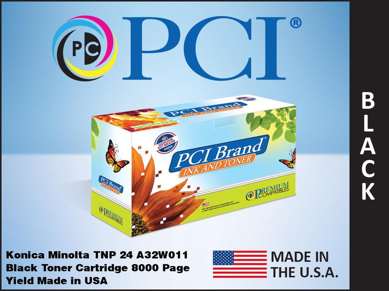 PCI Brand Konica Minolta TNP24 A32W011 Black Toner Cartridge
