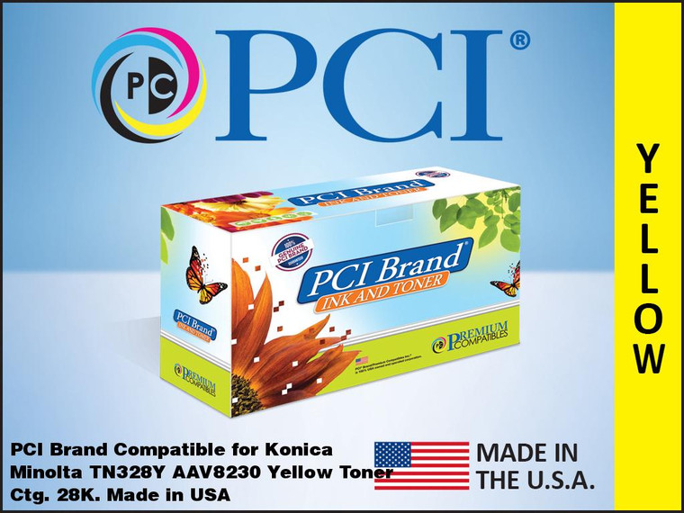 PCI Brand Konica Minolta TN328Y AAV8230 Yellow Toner Cartridge