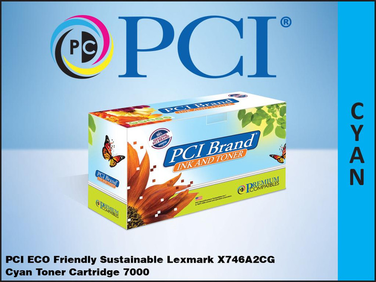 PCI Brand Lexmark X746A2CG X746 Cyan Toner Cartridge 7K