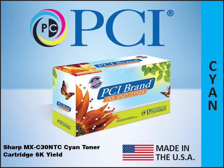 PCI Brand Sharp MX C30NTC Cyan Toner Cartridge 6K YieldMain.jpg