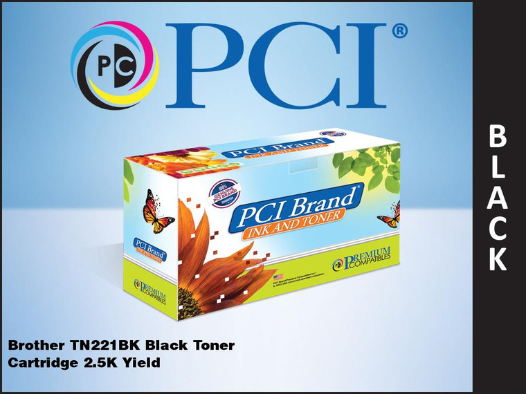 PCI Brand Xerox Brother TN221BK Black Toner Cartridge 2.5K Yield