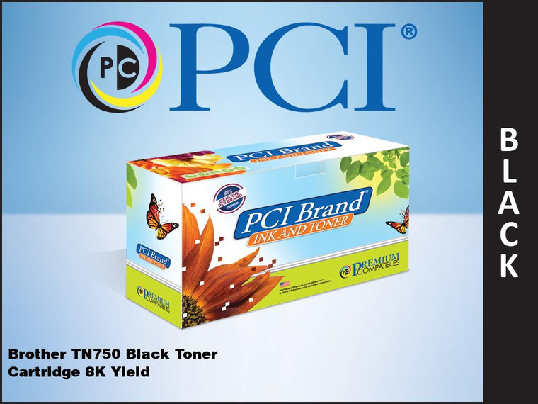 PCI Brand Xerox Brother TN750 Black Toner Cartridge 8K Yield