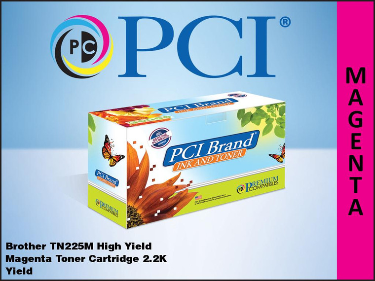 PCI Brand Xerox Brother TN225M High Yield Magenta Toner Cartridge 2.2K Yield