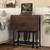 3 Piece Dining Table Set with 6-Bottle Wine Rack-Brown - Color: Brown