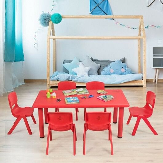 6-pack Kids Plastic Stackable Classroom Chairs-Red - Color: Red