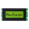 Front view of an 8x1 character LCD with a STN+ yellow-green screen showing the word Newhaven in dark text.