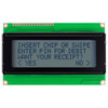 Front view of an unlit 20x4 character LCD with an STN+ gray screen showing dark text.