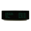 A 20x4 character VFD showing information from a cash register transaction in illuminated green 5x7 dot matrix characters.