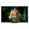 Front view of a 1024x600 pixel IPS TFT LCD showing an image of a fox and a touch-controlled brightness slider.