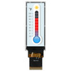 Front view of a narrow 376x960 pixel bar-type IPS TFT LCD with an attached 40-pin FFC showing a thermometer graphic to highlight the length of the screen.