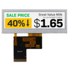 Front view of a narrow 480x128 pixel bar-type IPS TFT LCD with an attached 40-pin FFC showing a sale price graphic.
