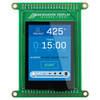 Front view of a green circuit board with an integrated 2.4-inch IPS TFT display showing a dark blue control panel for a smart oven with various bake settings, temperature, and other buttons.