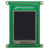 Front view of a green circuit board with an integrated 2.4-inch IPS TFT display that is turned off and black.
