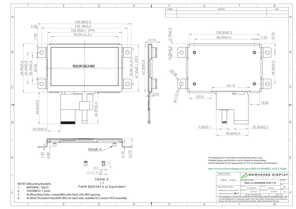 4.3 inch IPS Mountable Capacitive TFT