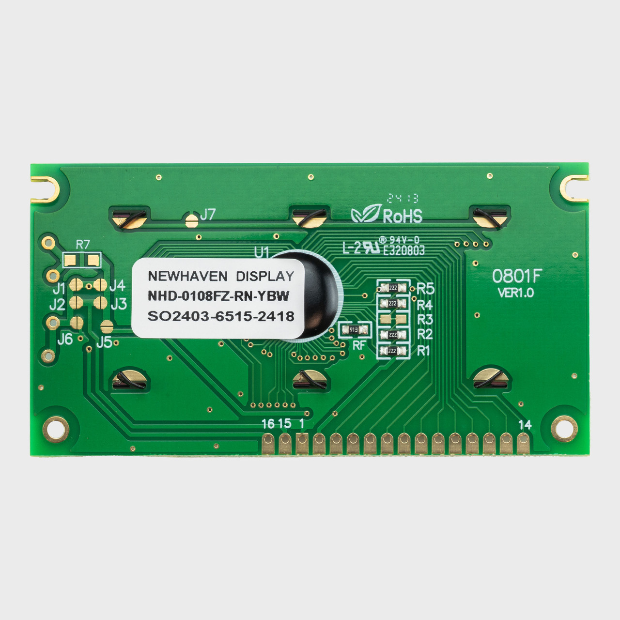 8x1 Character LCD | STN+ Yellow/Green Display with No Backlight