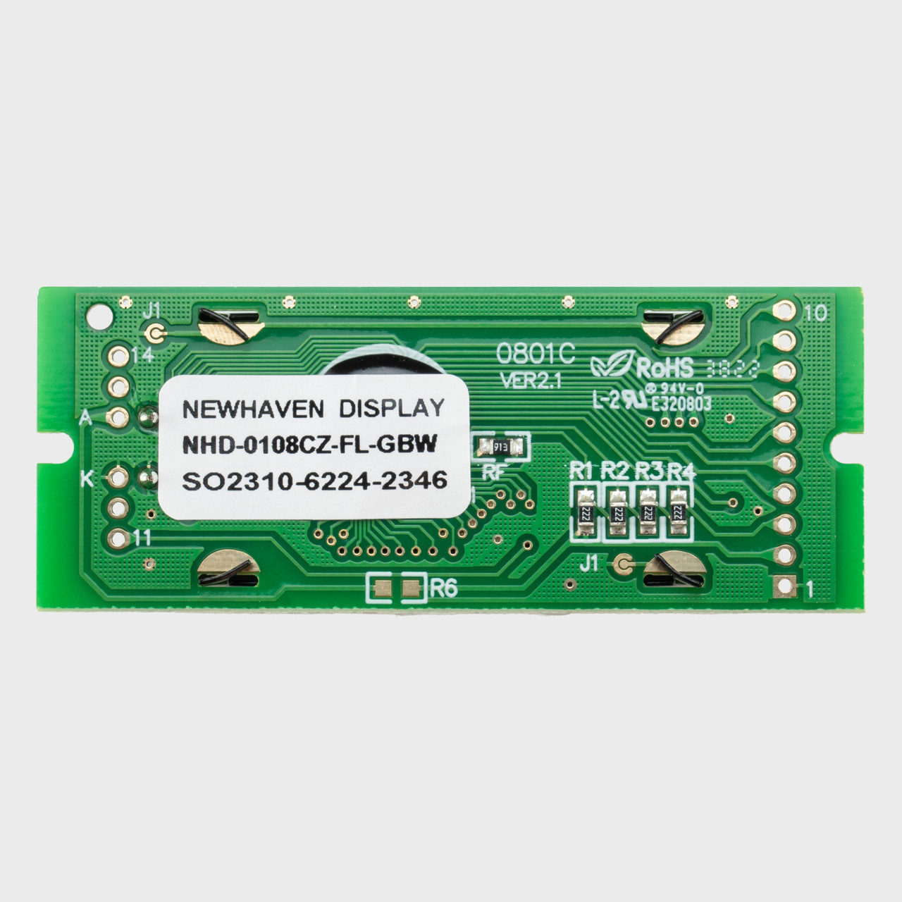 8x1 Character LCD | STN+ Gray Display with Yellow/Green Backlight