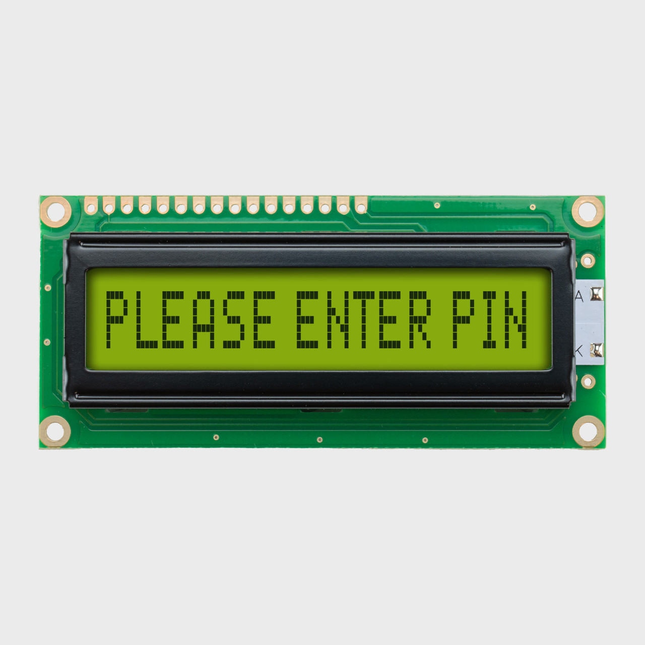 16x1 Compact Character LCD | STN+ Yellow/Green Display with Yellow