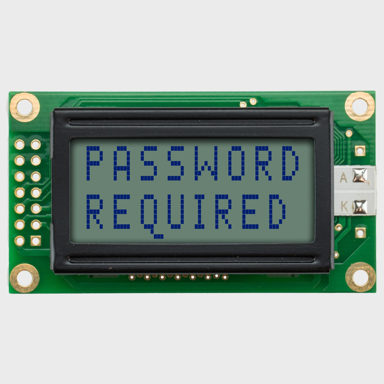 8×2文字LCD | 黄色／緑色のバックライト付きモノクロディスプレイ
