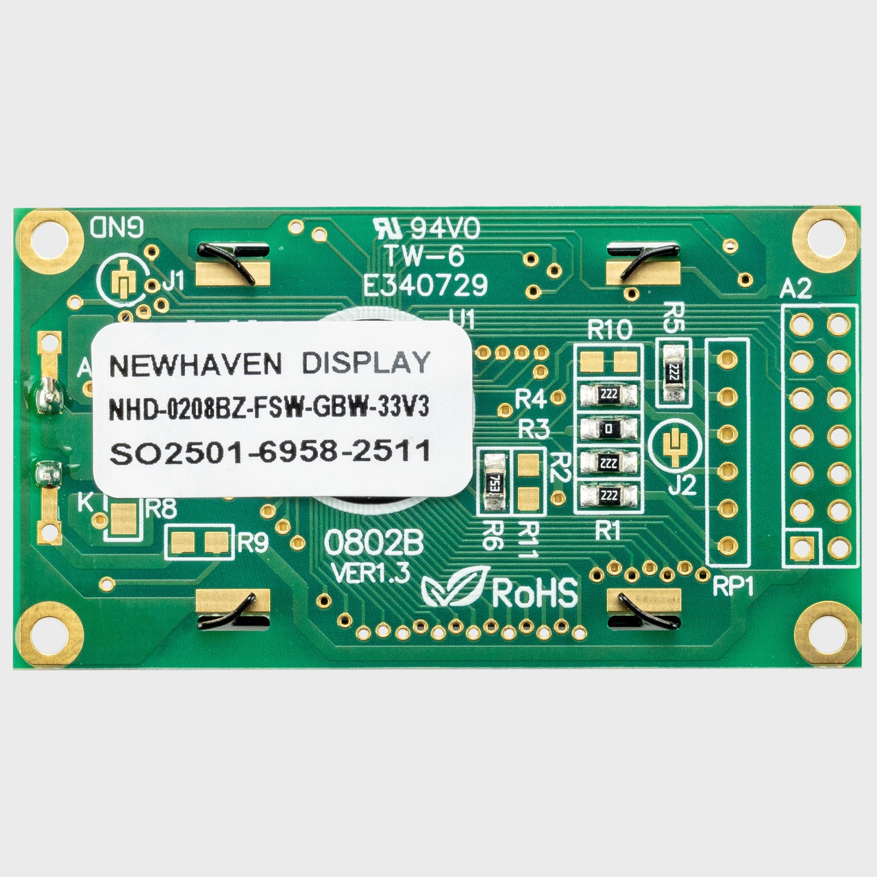 8x2 Character LCD | STN+ Gray Display with White Side Backlight 3V