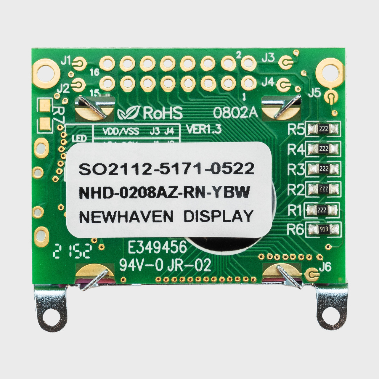 8x2 Character LCD | STN+ Yellow/Green Display No Backlight