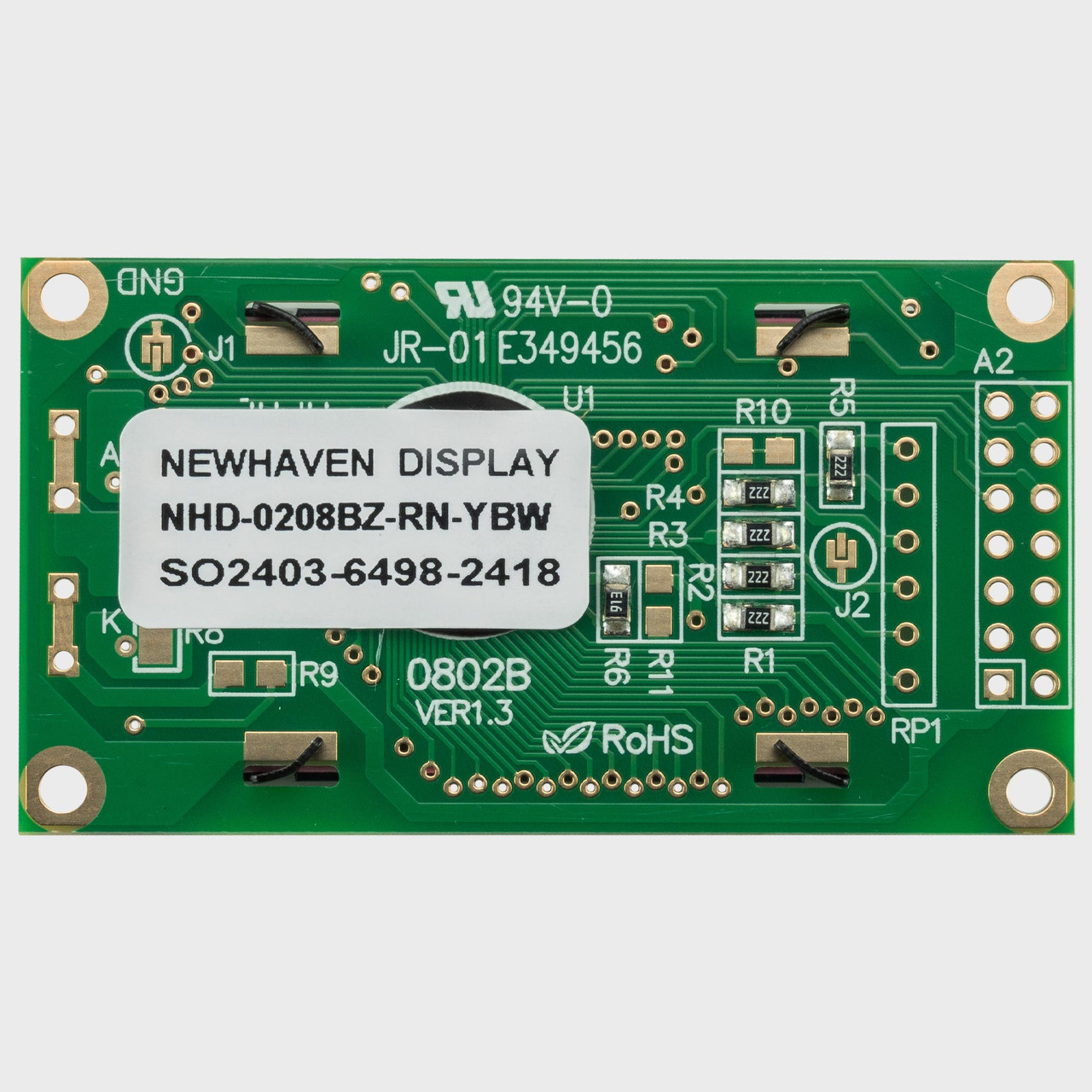 8x2 Character LCD | 5V STN+ Yellow/Green Display - Dark on Green