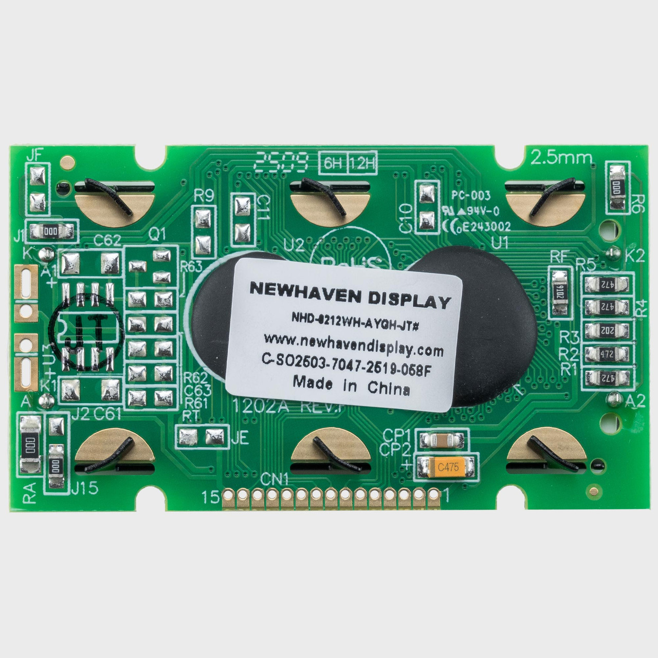 12x2 Character LCD | STN+ Gray Display with Yellow/Green Backlight
