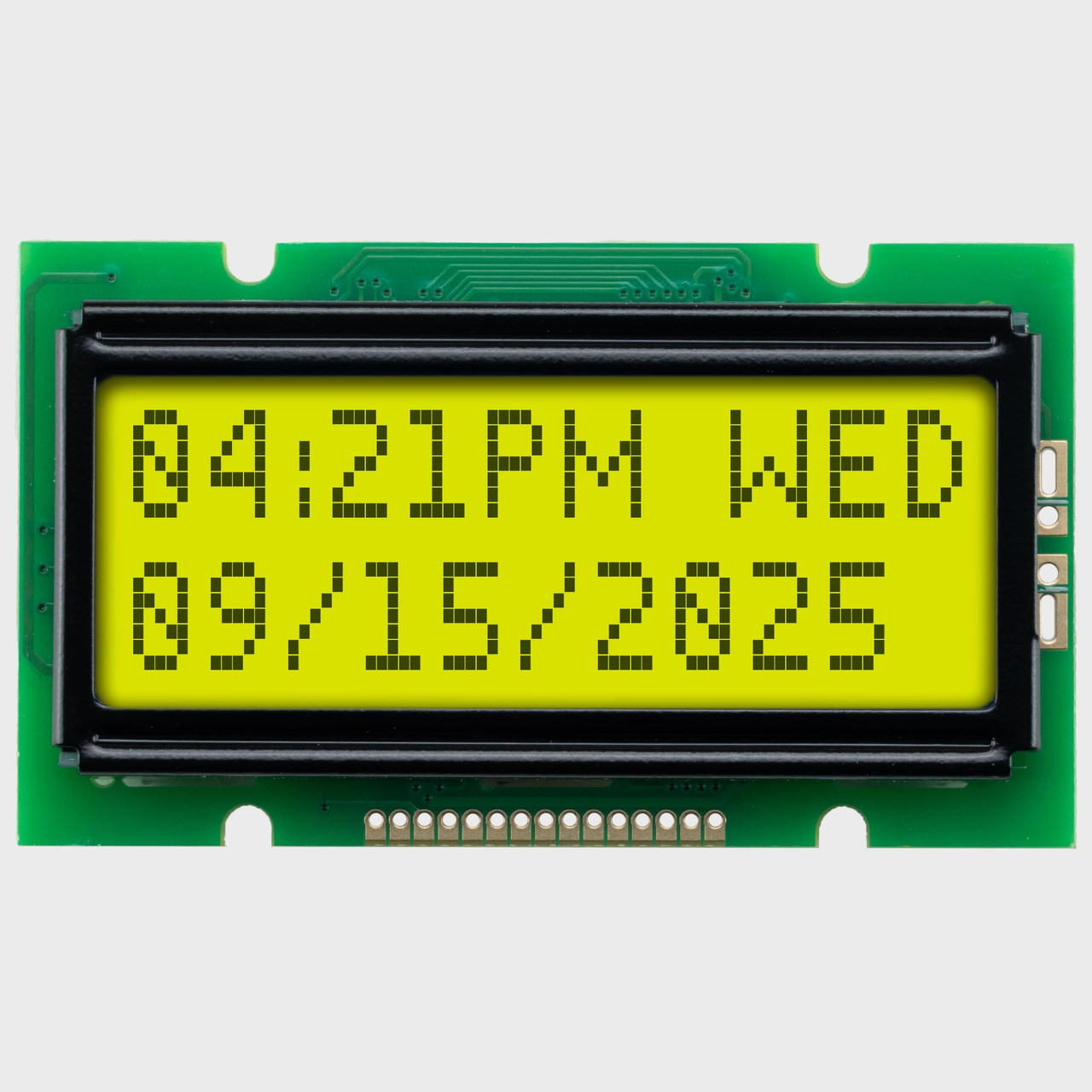 12x2 Character LCD | STN+ Gray Display with Yellow/Green Backlight