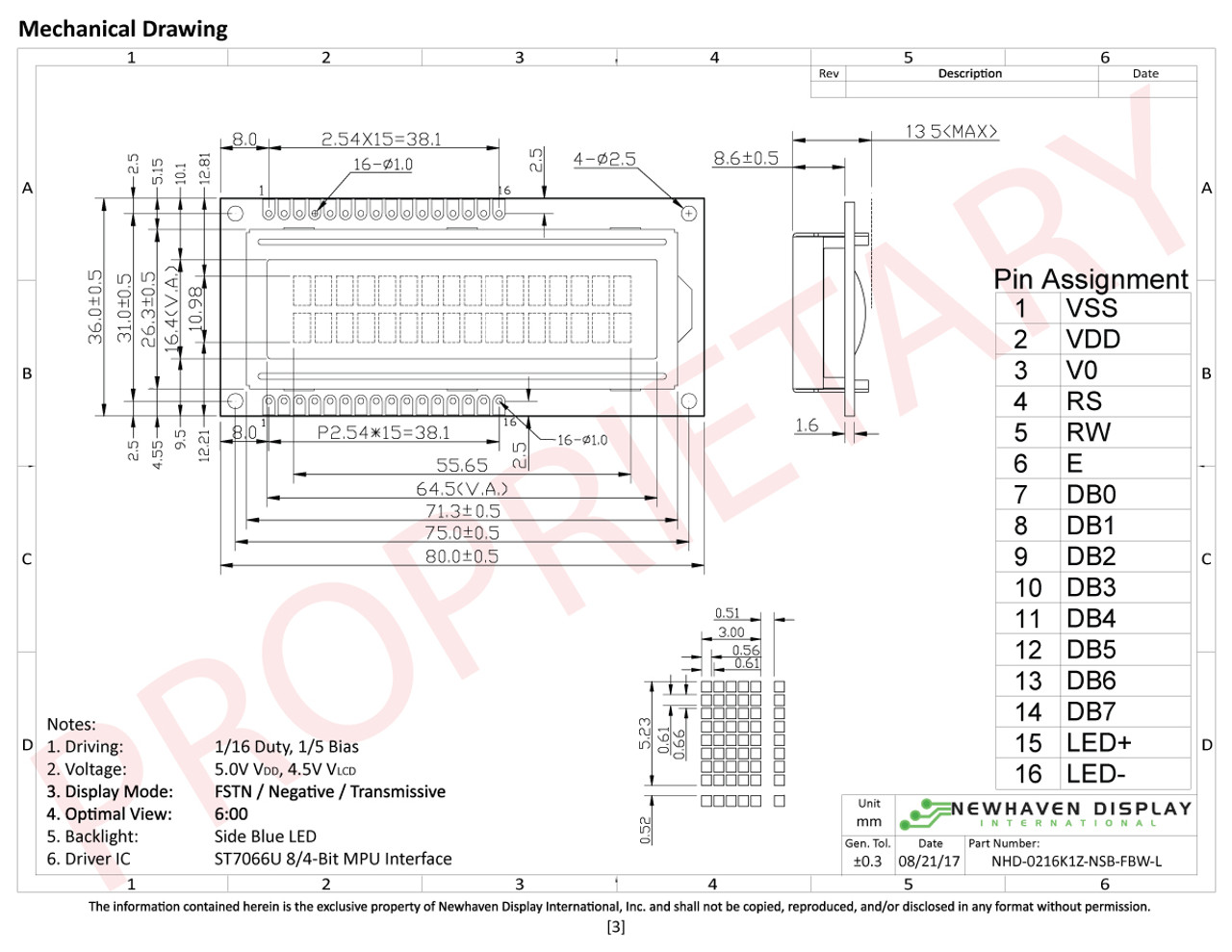 16x2 Character LCD | FSTN- Display K1Z with Blue Side Backlight