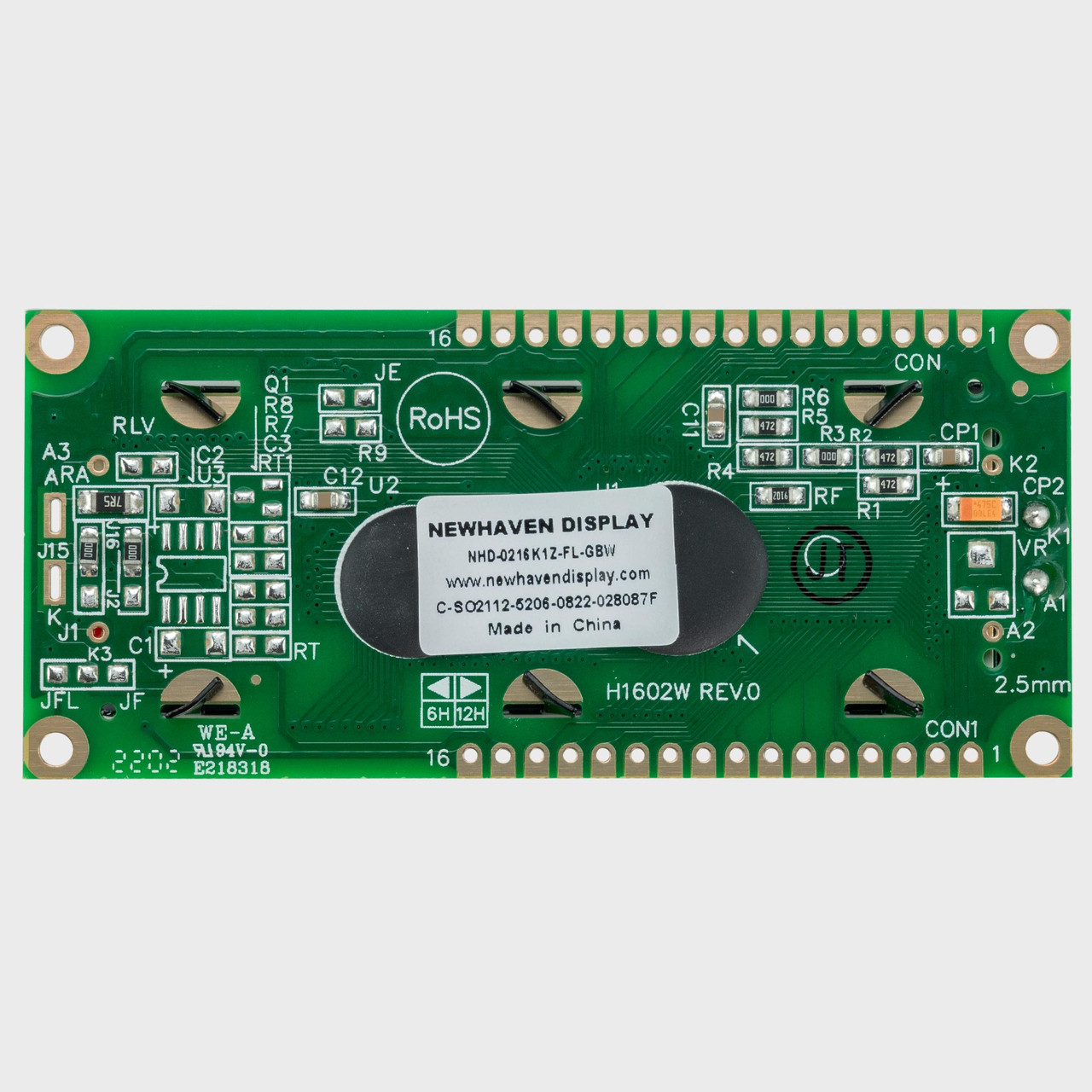 16x2 Character LCD | STN+ Gray Display K1Z with Yellow/Green Backlight