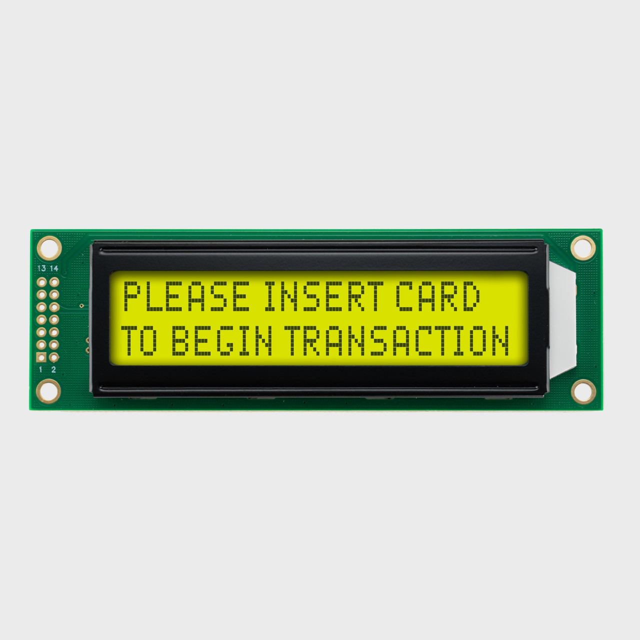 20x2 Character LCD | STN+ Gray Serial Display with Yellow/Green
