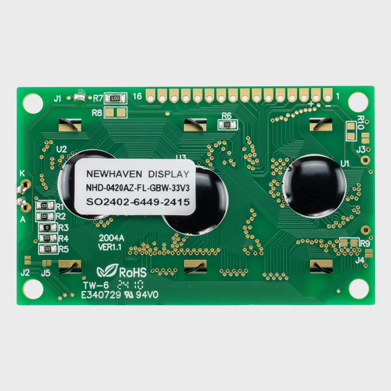 Nao④ 20x4 Character LCD | STN+ Gray with Yellow/Green Edge Backlight 3V