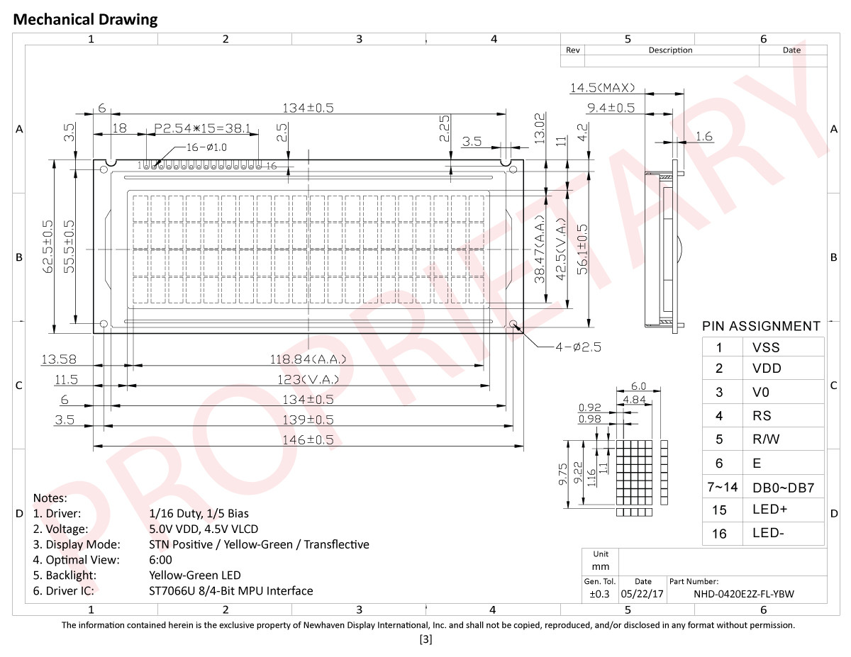 20x4 Character LCD | STN+ Yellow/Green with Yellow/Green Backlight