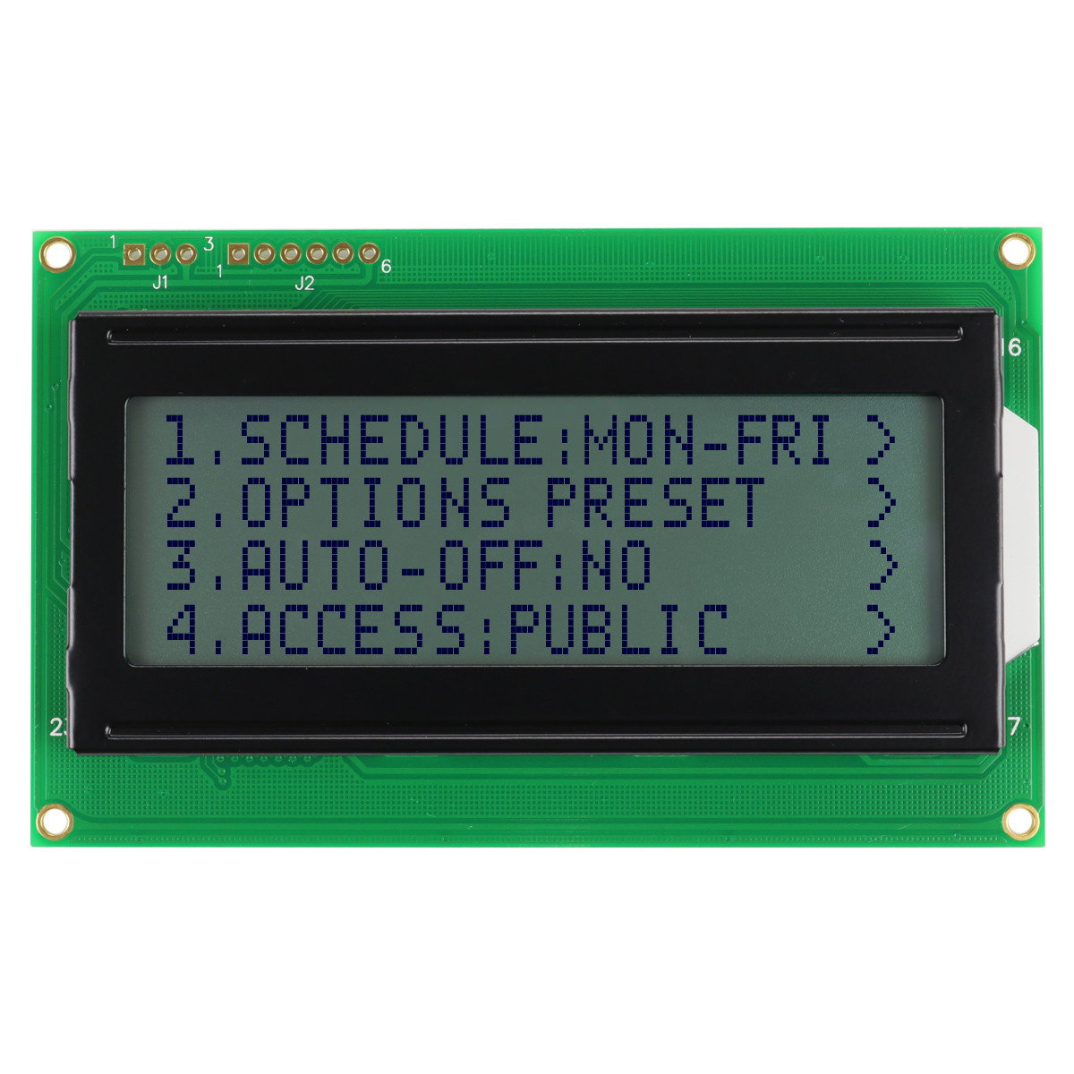 20x4 Character LCD | STN+ Gray Serial Display with Yellow/Green