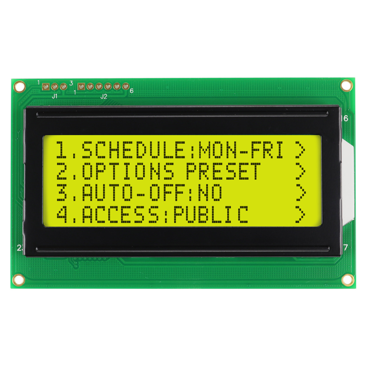 20x4 Character LCD | STN+ Gray Serial Display with Yellow/Green