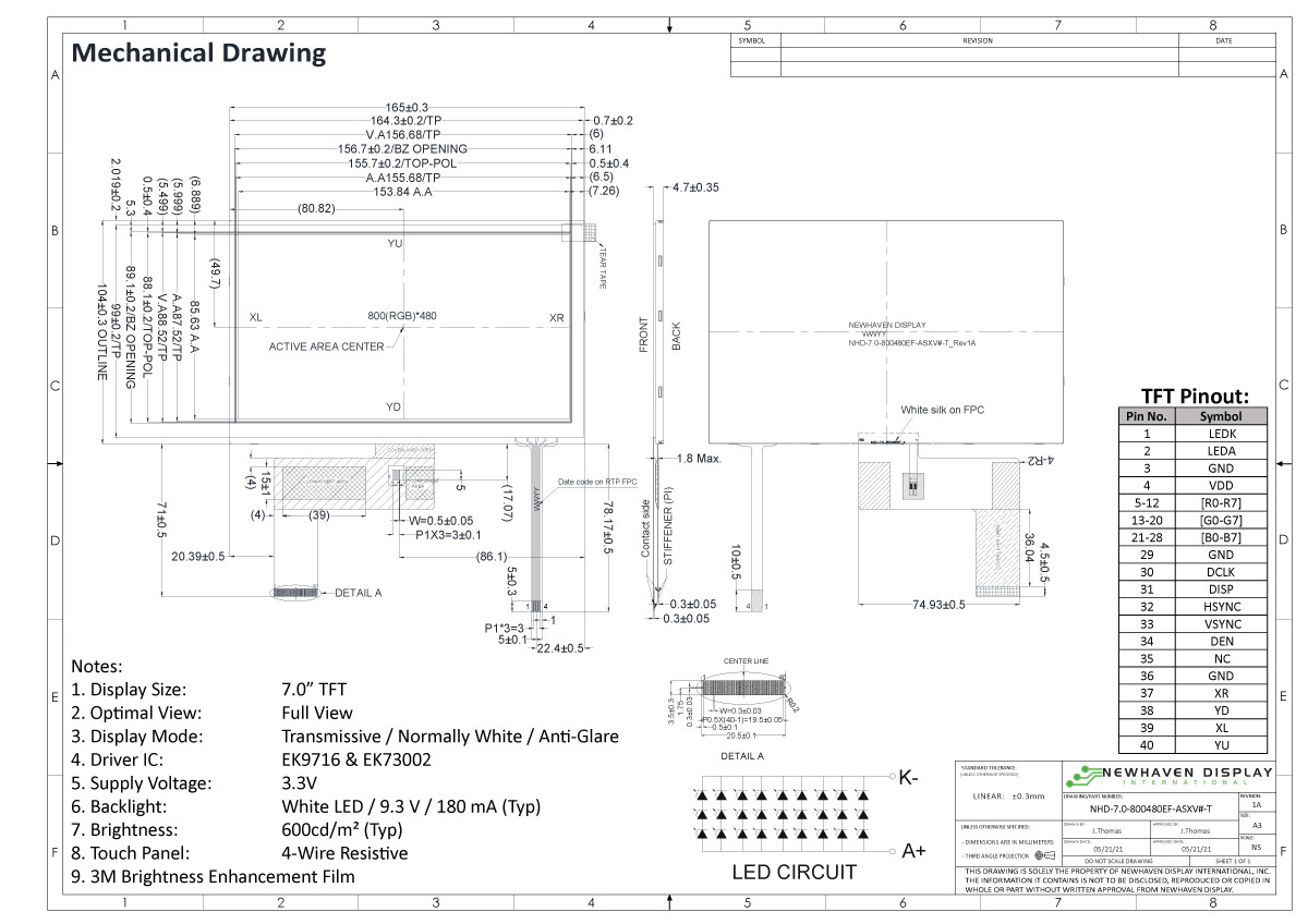 Aimiページ 7 inch Premium MVA Resistive TFT LCD