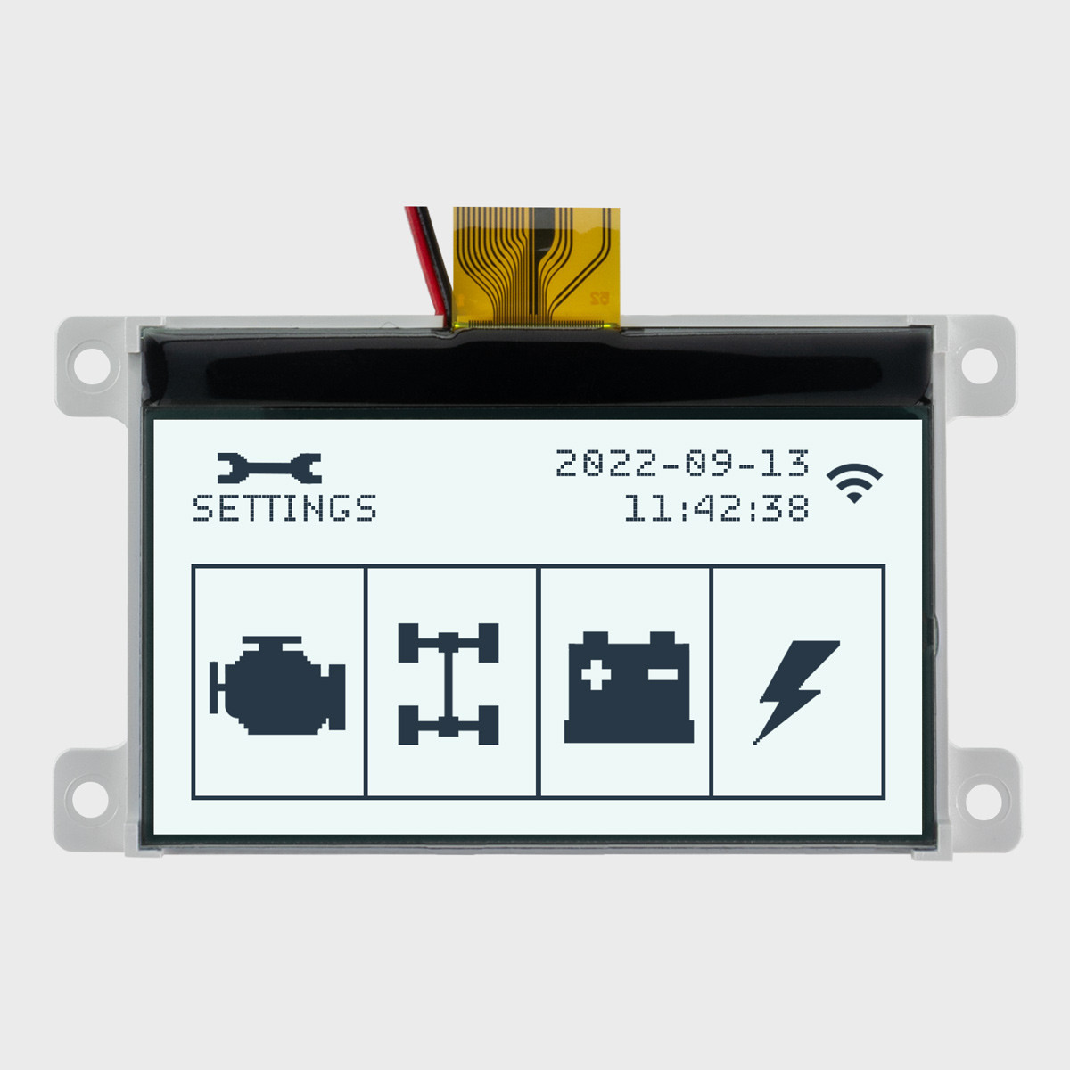 128x64 Graphic COG LCD | FSTN+ with White Backlight and Mounting Holes