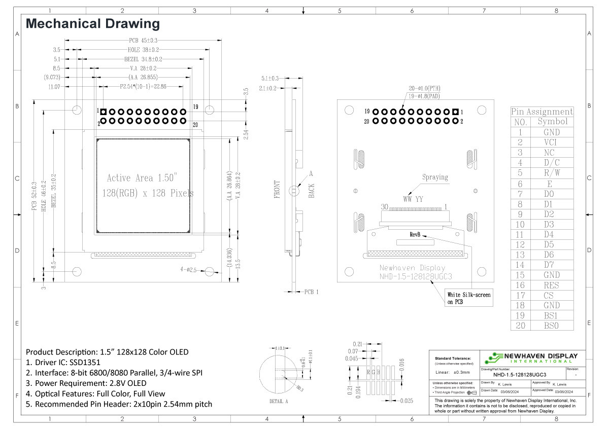 1.5インチフルカラー有機ELモジュール