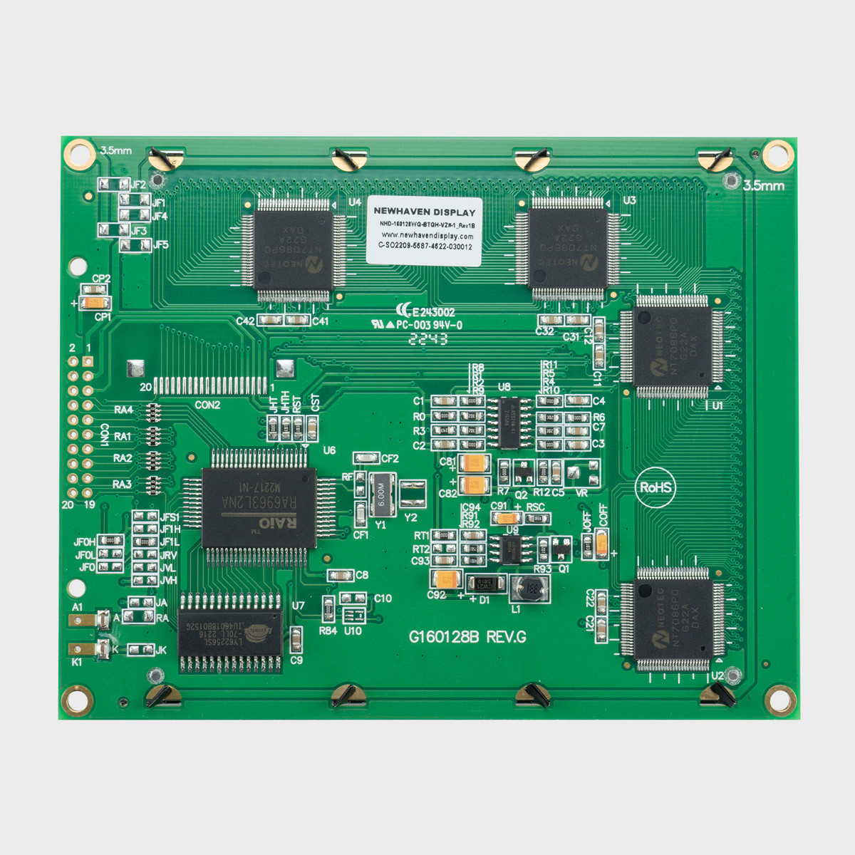 yah591ページ 160x128 Graphic LCD Module | STN+ Gray with White Backlight