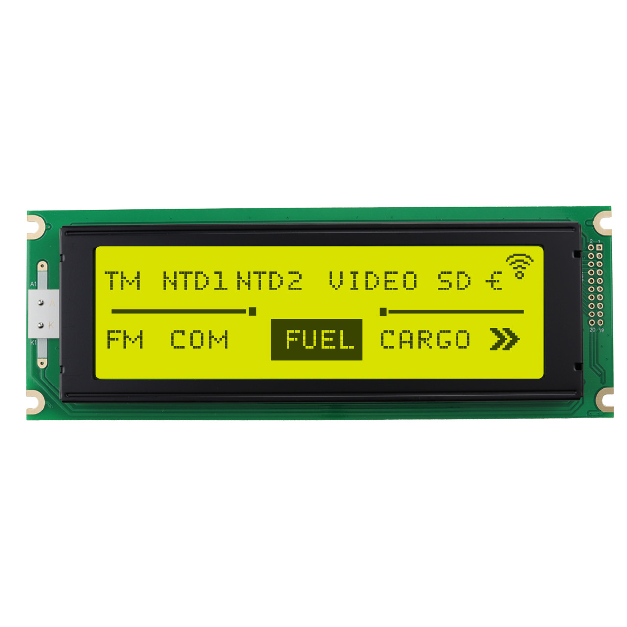黃黃　　モニター 240x64 Graphic LCD Module | STN+ Yellow-Green Display with