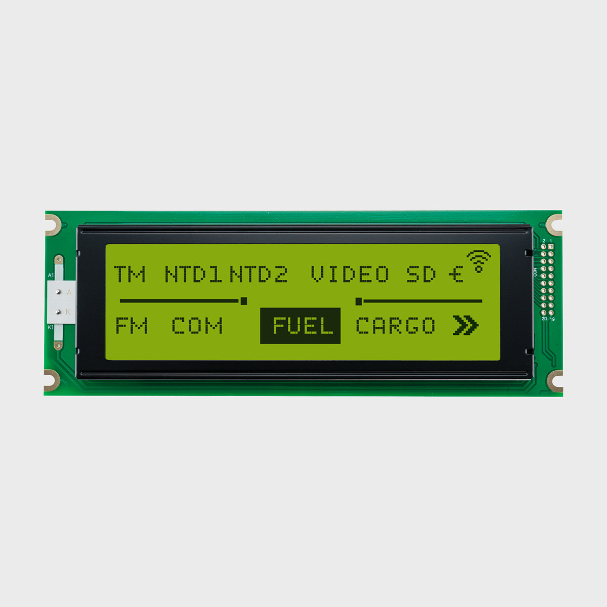240x64 Graphic LCD Module | STN+ Yellow-Green Display with Yellow
