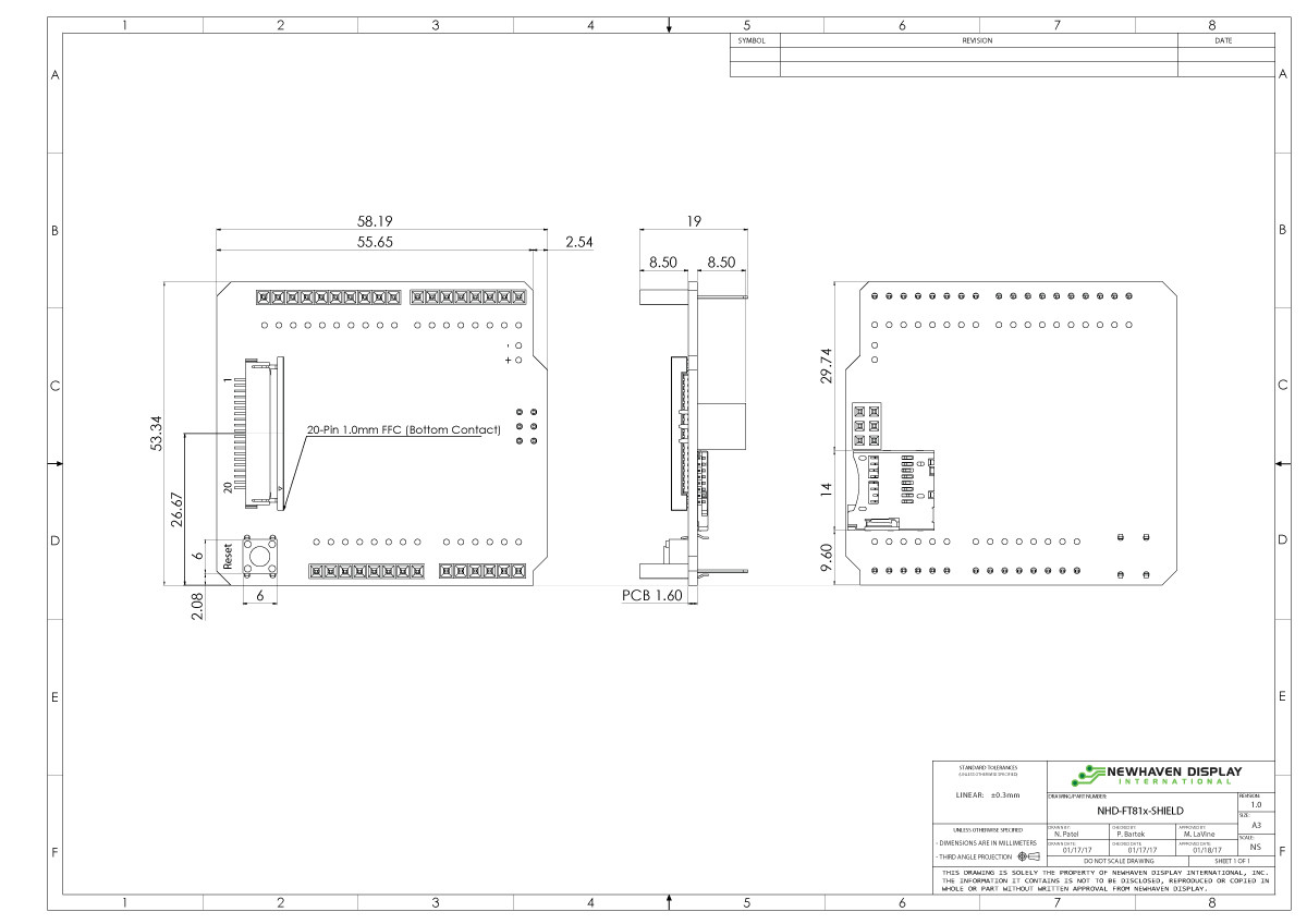Arduino Shield to Interface with FT81x EVE TFT Modules