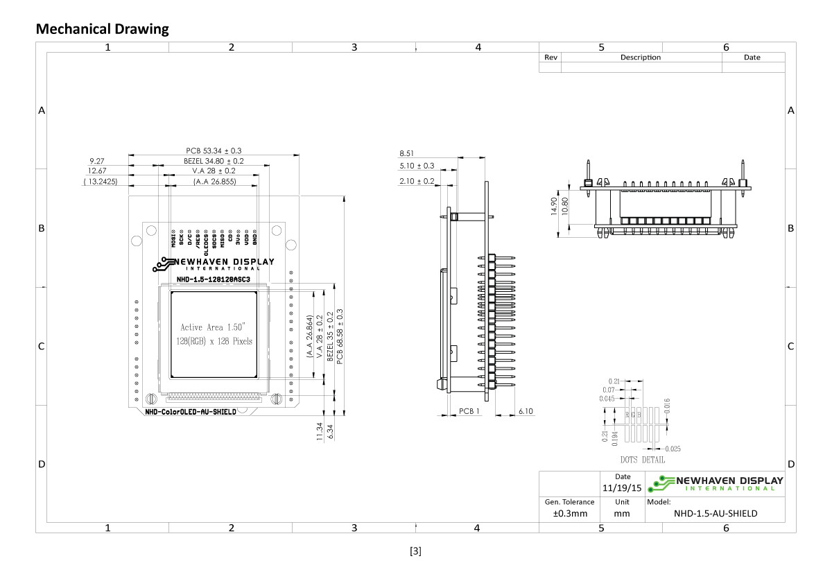 1.5 inch Color Graphic OLED Display & Arduino Shield