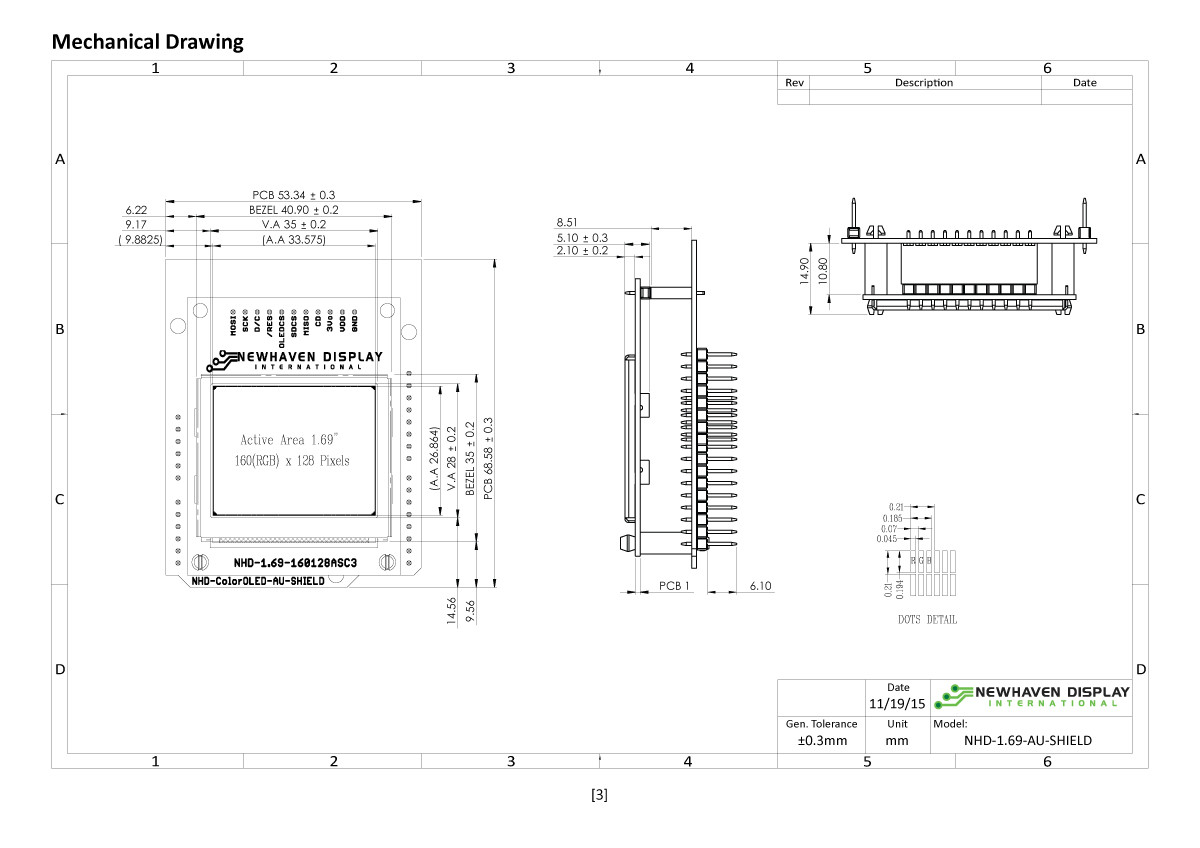 1.69 inch Color OLED Arduino Shield