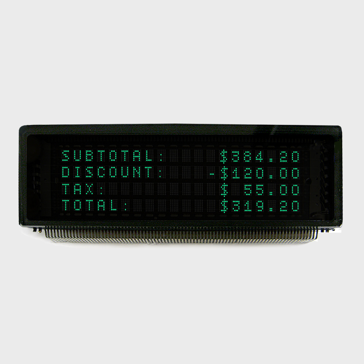 4x20キャラクターVFガラスディスプレイ｜5x7ドットマトリクス