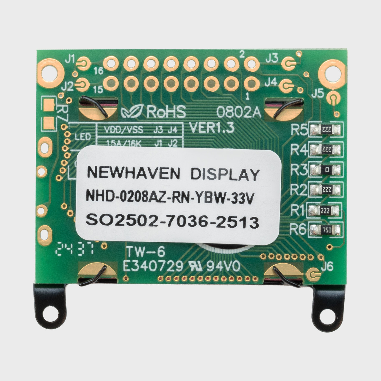 8x2 Character LCD STN+ Yellow/Green Display with No Backlight 3.3V