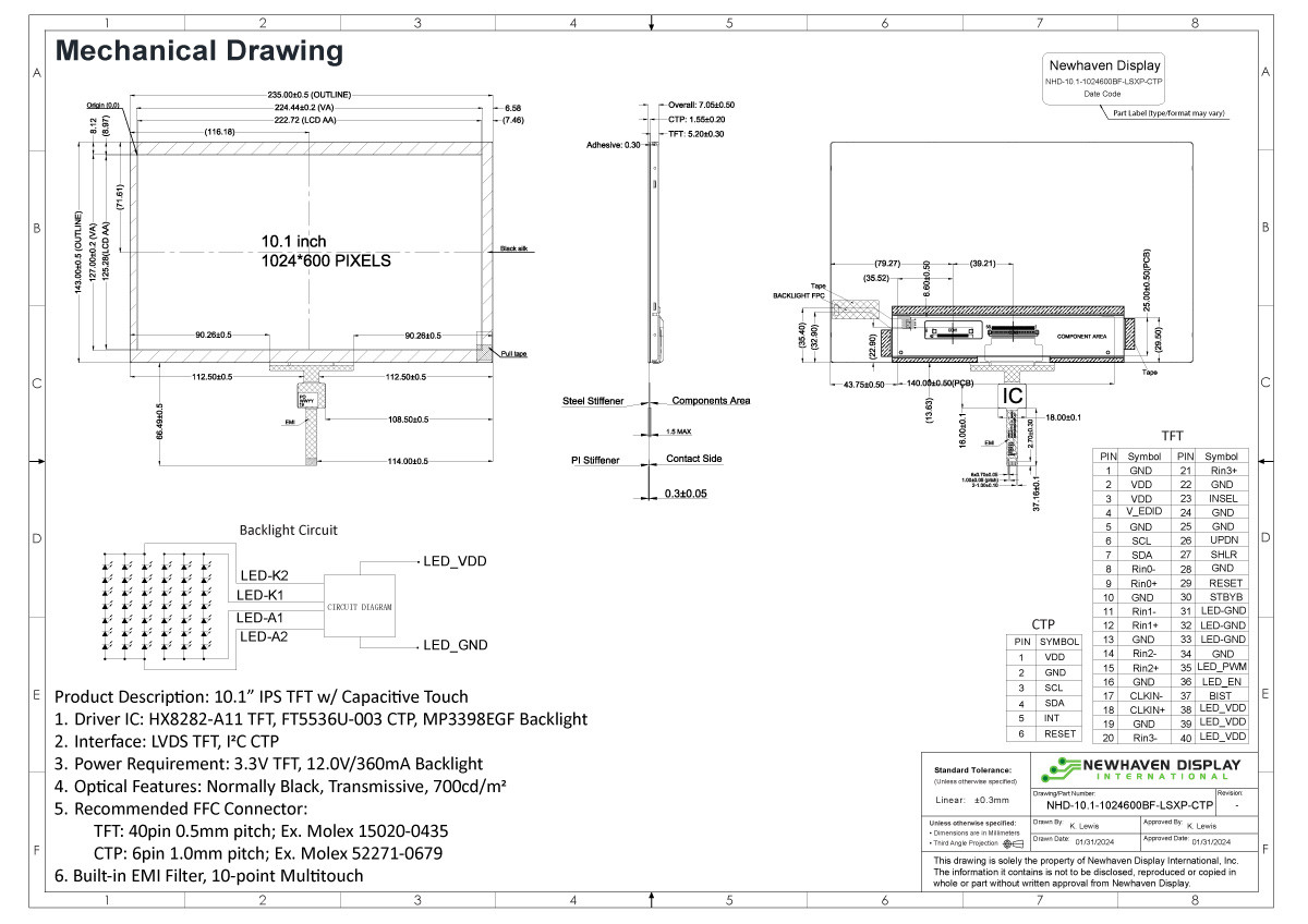 lqv..nnページ 10.1 Inch IPS Capacitive TFT LCD with LVDS Interface