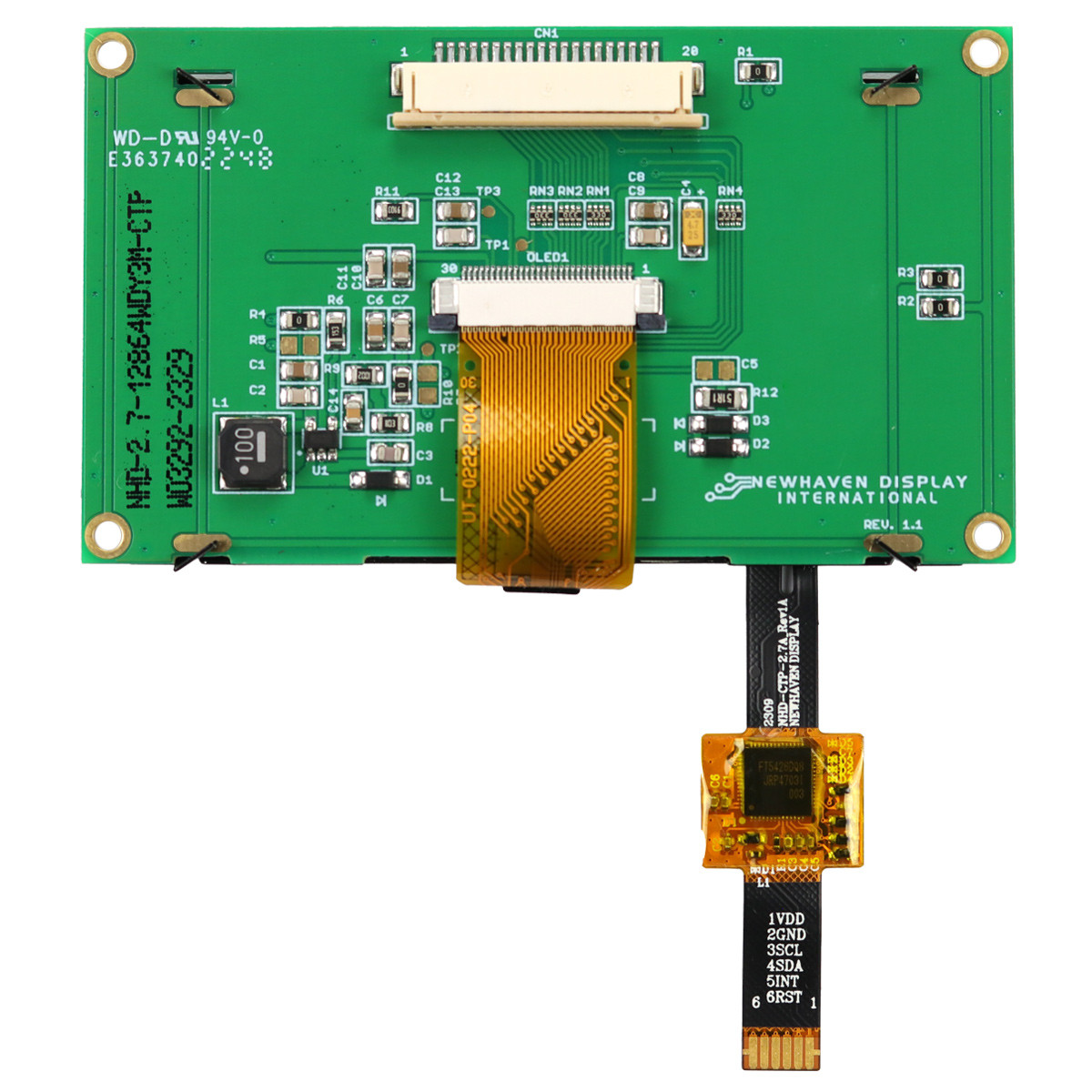 2.7 inch Yellow Graphic OLED Module with Capacitive Touchscreen +